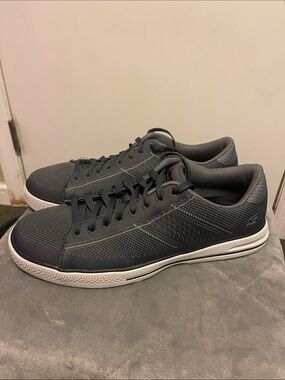 Skechers Men's Charcoal Knit Low-Top Lace-Up Sneakers